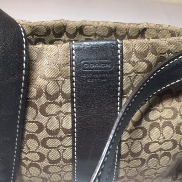 COACH Brown Signature C Fabric Small Leather Trim Shoulder Bag (8"x5") EUC - Picture 12 of 13